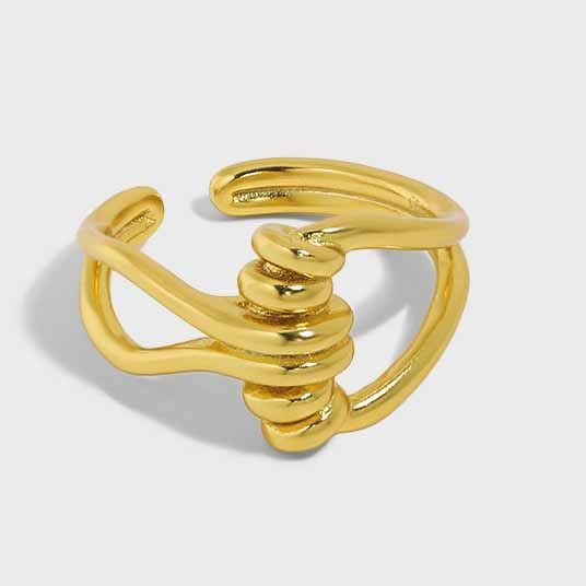 Lovcia Twist Knot Adjustable Ring 925 Sterling Silver Gold-Rings-Yellow Gold-Yellow Gold