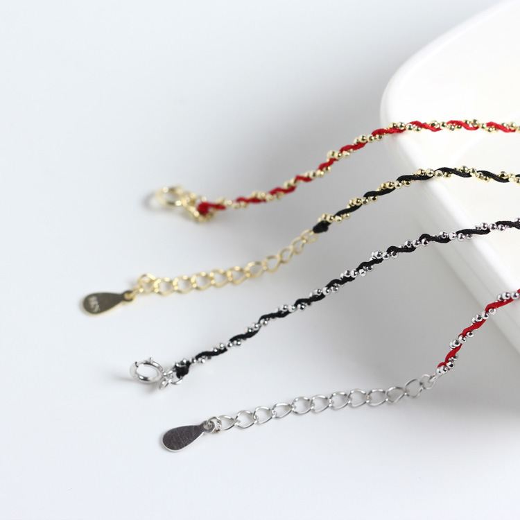Lovcia Twisted 925 Sterling Silver Bracelet Gold Plated-Bracelets-Yellow Gold & Black Line-Yellow Gold & Black Line