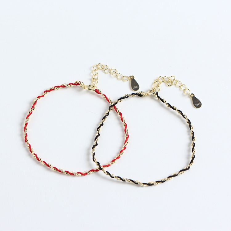 Lovcia Twisted 925 Sterling Silver Bracelet Gold Plated-Bracelets-Yellow Gold & Black Line-Yellow Gold & Black Line