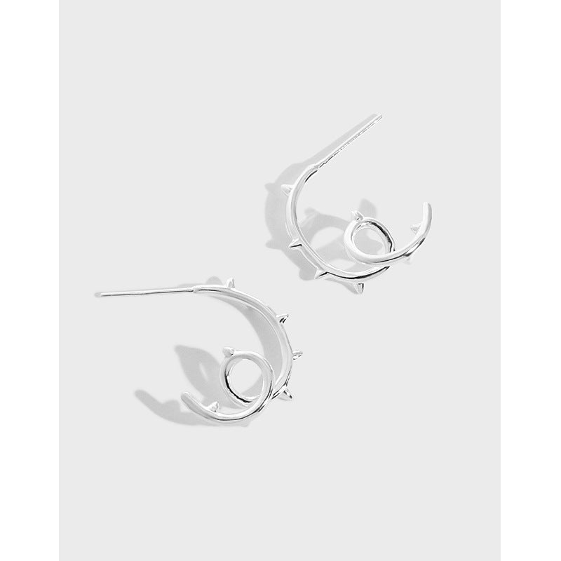 LOVCIA Elegant Twisted Branch Rivet Silver Stud Earrings for Women in 925 Sterling Silver