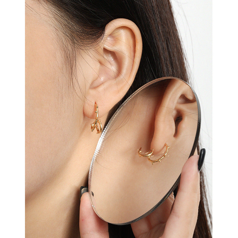 LOVCIA Elegant Twisted Branch Rivet Silver Stud Earrings for Women in 925 Sterling Silver