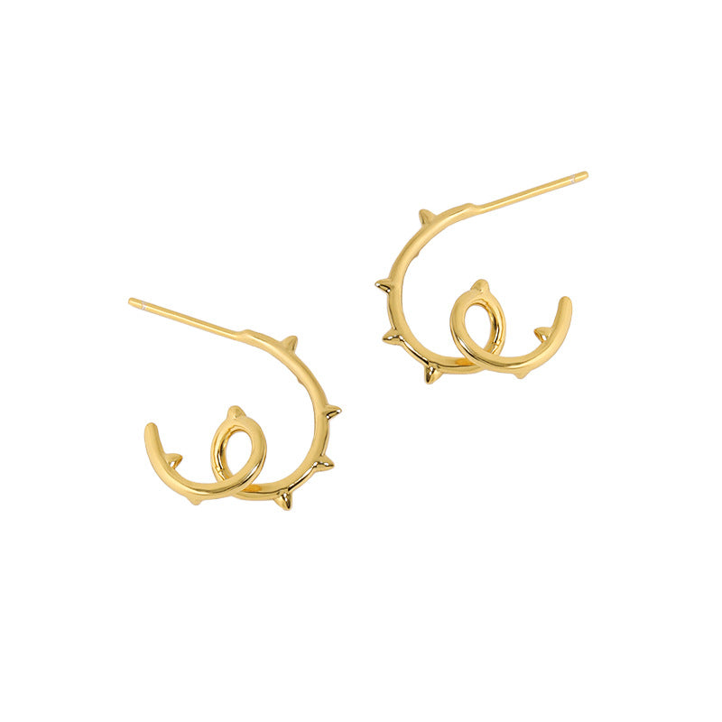LOVCIA Elegant Twisted Branch Rivet Silver Stud Earrings for Women in 925 Sterling Silver