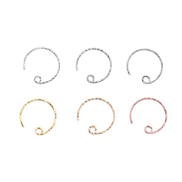 Lovcia Twisted Circle 15mm Earring Hooks 925 Silver Gold-Rose Gold-Rose Gold