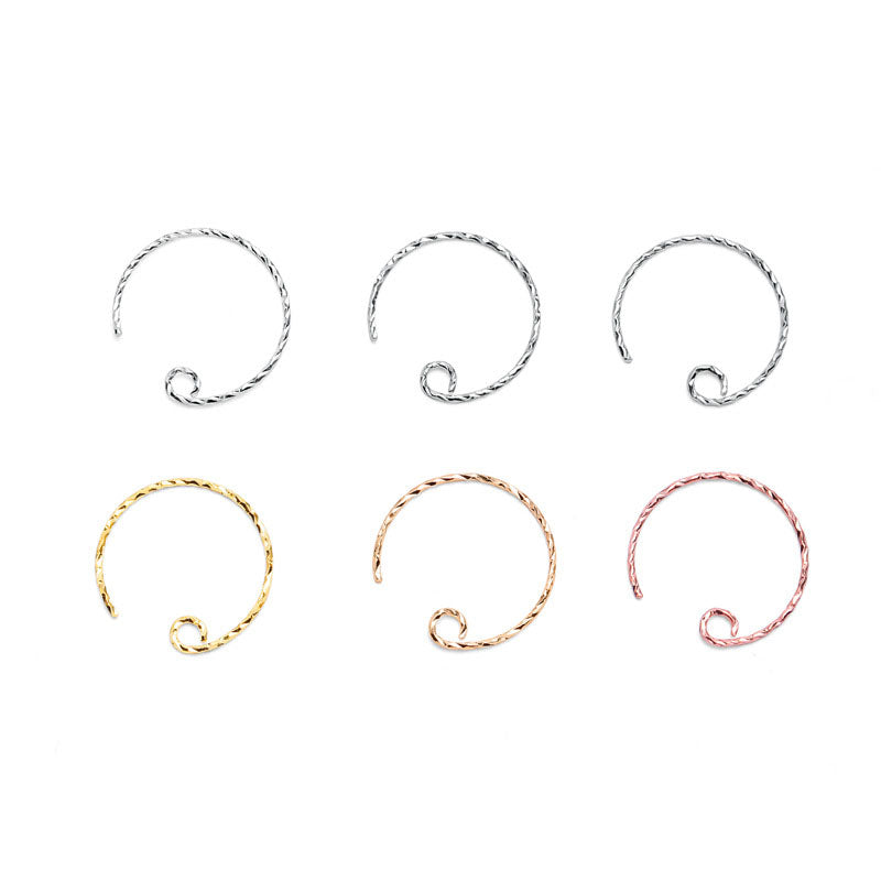 Lovcia Twisted Circle 15mm Earring Hooks 925 Silver Gold-Rose Gold-Rose Gold