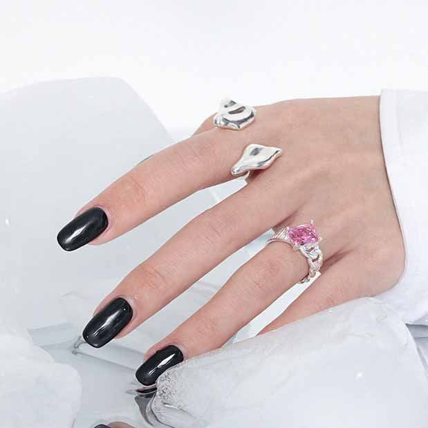 Lovcia Twisted CZ Emerald Ring 925 Silver Adjustable-Rings-White Cz-White Cz