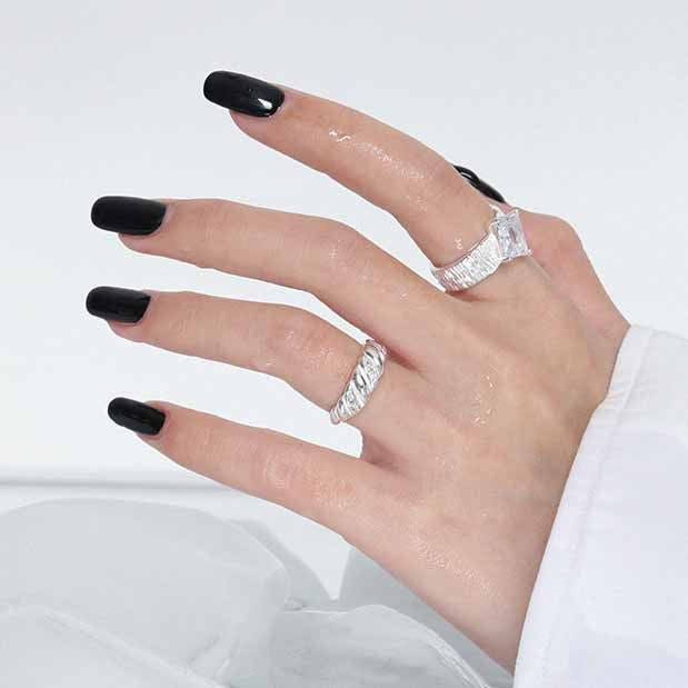 Lovcia Twisted CZ Emerald Ring 925 Silver Adjustable-Rings-White Cz-White Cz