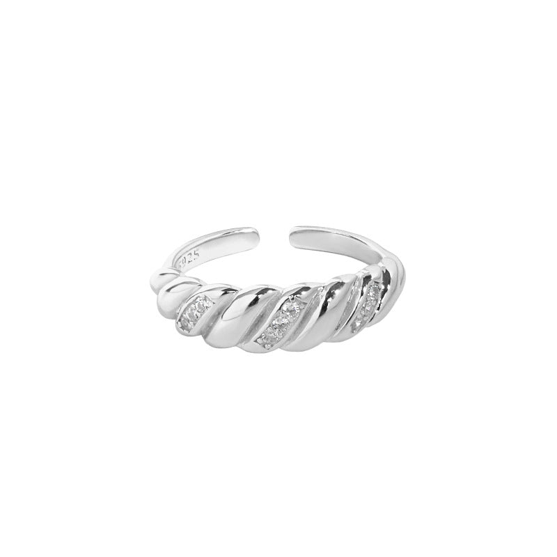 Lovcia Twisted CZ Ring 925 Silver Gold Plated Adjustable-Rings-Silver-Silver