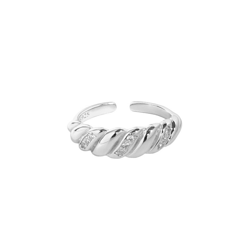 Lovcia Twisted CZ Ring 925 Silver Gold Plated Adjustable-Rings-Yellow Gold-Yellow Gold