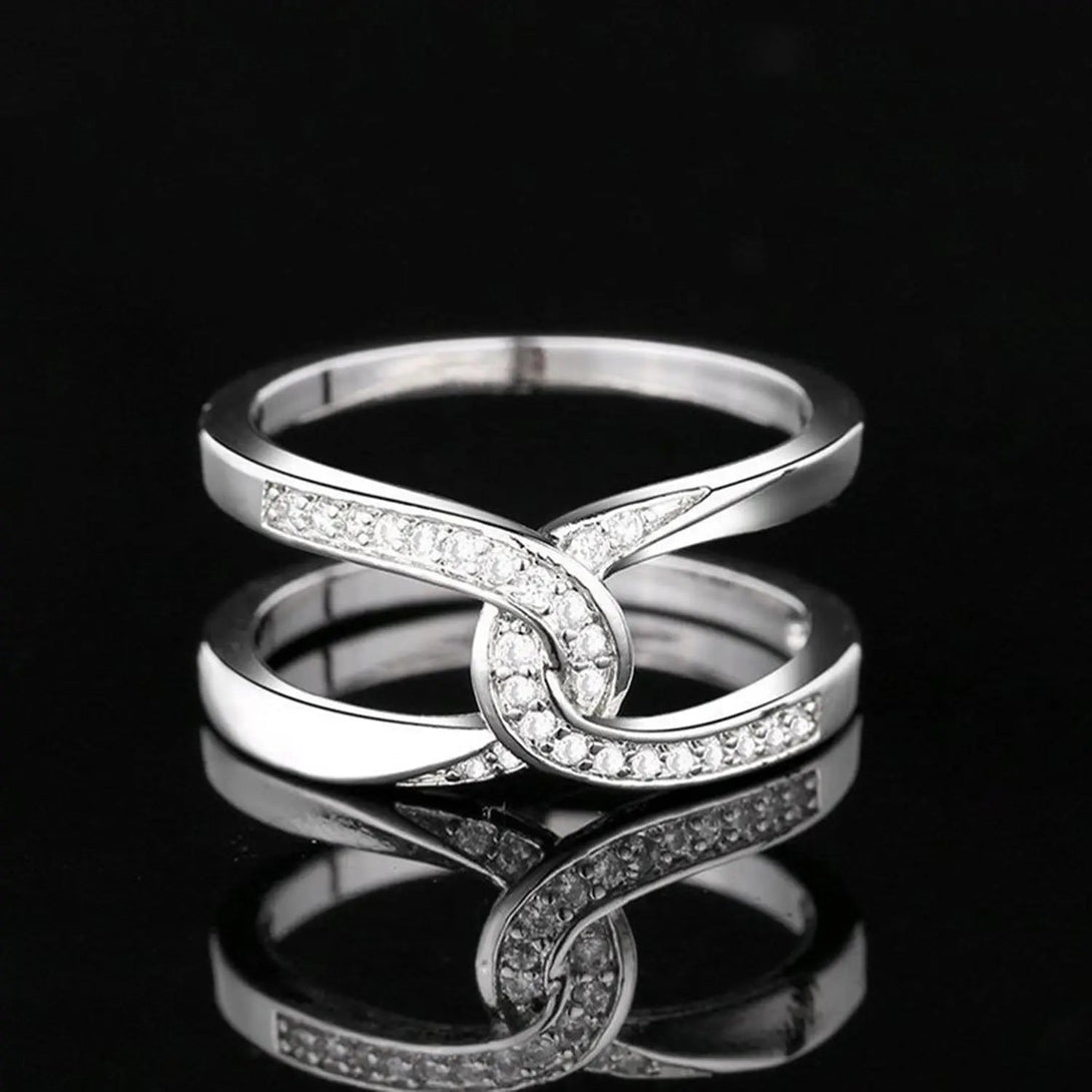 Lovcia Twisted Inlaid Zircon Double-layered Ring-Rings-Silver-5-Silver