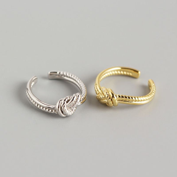 Lovcia Twisted Knot 925 Silver Adjustable Ring Gold Tone-Rings-Yellow Gold-Yellow Gold