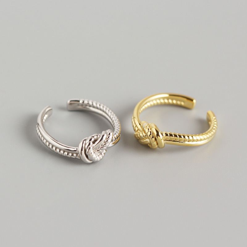Lovcia Twisted Knot 925 Silver Adjustable Ring Gold Tone-Rings-Yellow Gold-Yellow Gold