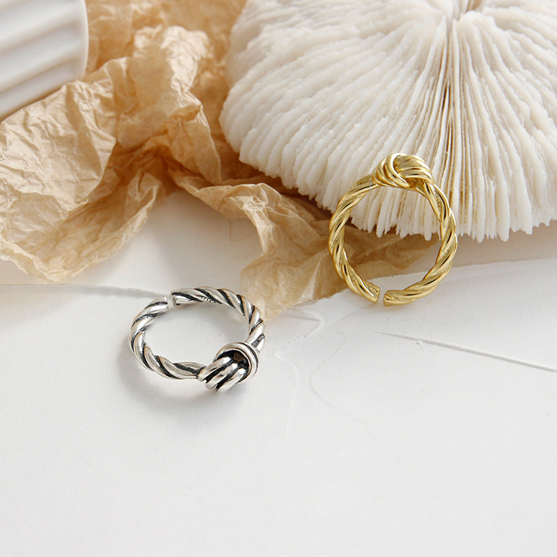Lovcia Twisted Knot Adjustable Ring Gold Tone Open Size-Rings-Yellow Gold-Yellow Gold