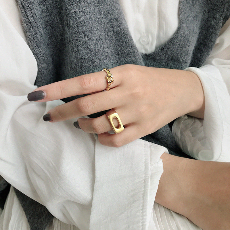 Lovcia Twisted Knot Adjustable Ring Gold Tone Open Size-Rings-Yellow Gold-Yellow Gold