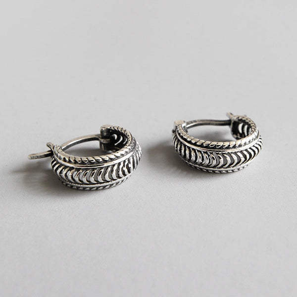Lovcia Twisted Retro 925 Sterling Silver Hoop Earrings for Women-Earrings-