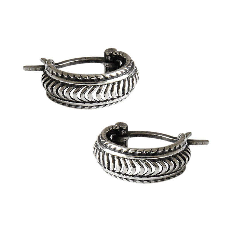 Lovcia Twisted Retro 925 Sterling Silver Hoop Earrings for Women-Earrings-