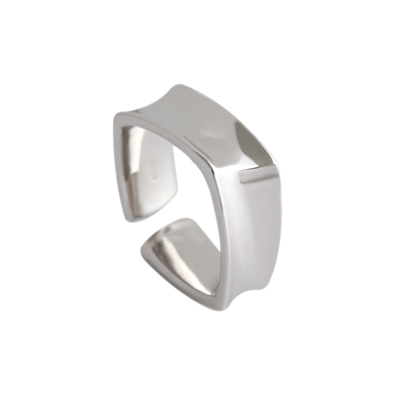 Lovcia Twisted Square Sterling Silver Adjustable Ring-Rings-Rhodium-Rhodium