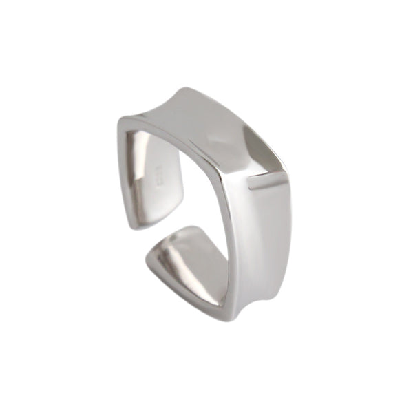 Lovcia Twisted Square Sterling Silver Adjustable Ring-Rings-Rhodium-Rhodium