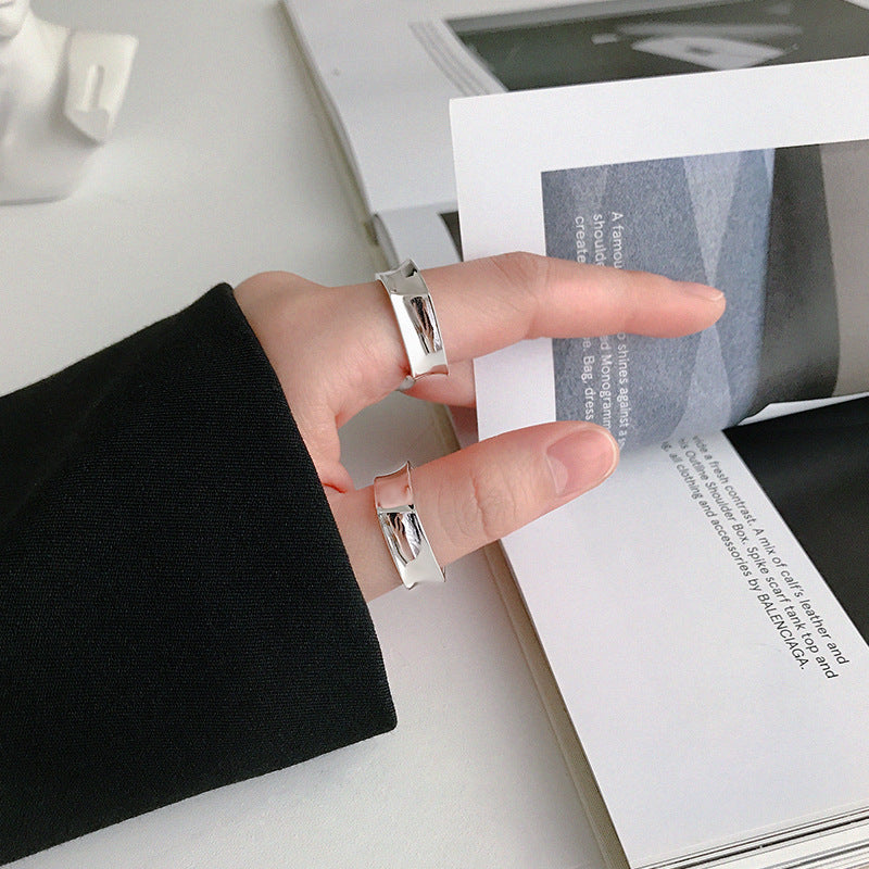 Lovcia Twisted Square Sterling Silver Adjustable Ring-Rings-Rhodium-Rhodium