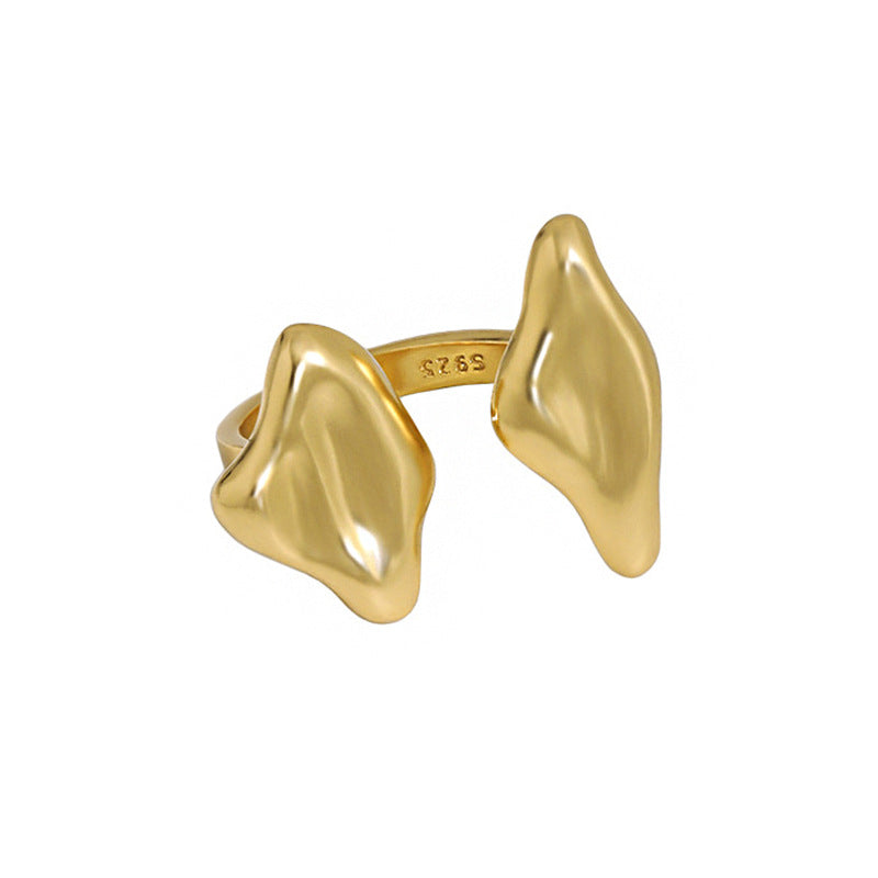 Lovcia Two Ears Adjustable Ring 925 Sterling Silver-Rings-Yellow Gold-Yellow Gold