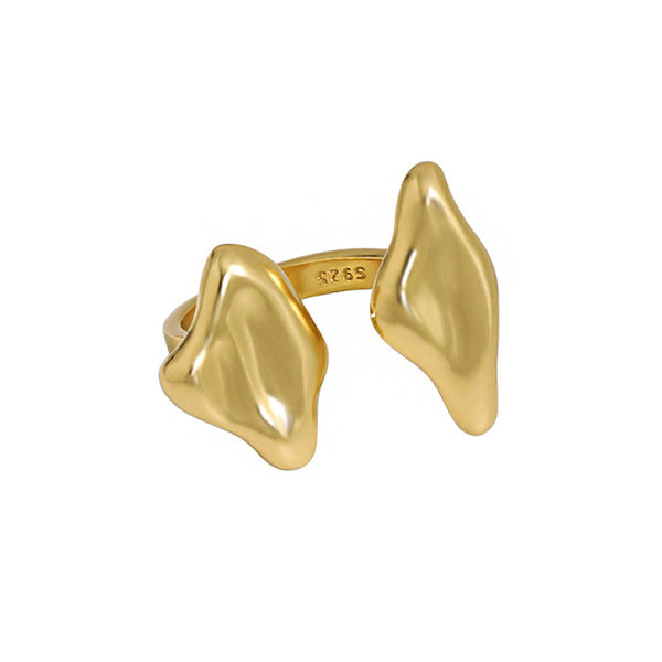Lovcia Two Ears Adjustable Ring 925 Sterling Silver-Rings-Yellow Gold-Yellow Gold