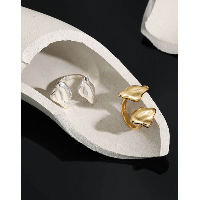 Lovcia Two Ears Adjustable Ring 925 Sterling Silver-Rings-Yellow Gold-Yellow Gold