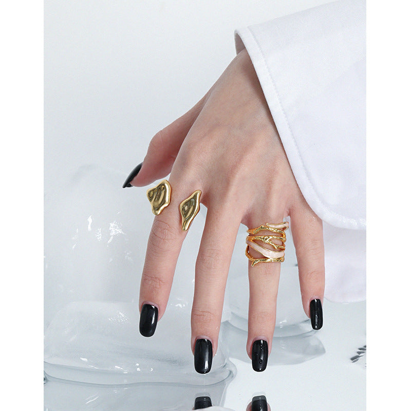 Lovcia Two Ears Adjustable Ring 925 Sterling Silver-Rings-Yellow Gold-Yellow Gold