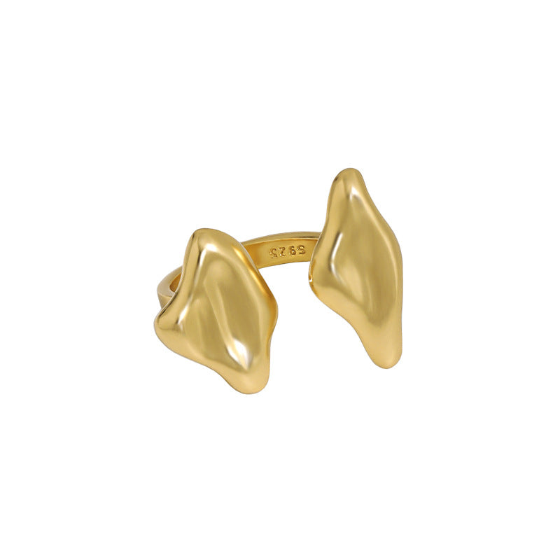 Lovcia Two Ears Adjustable Ring 925 Sterling Silver-Rings-Yellow Gold-Yellow Gold