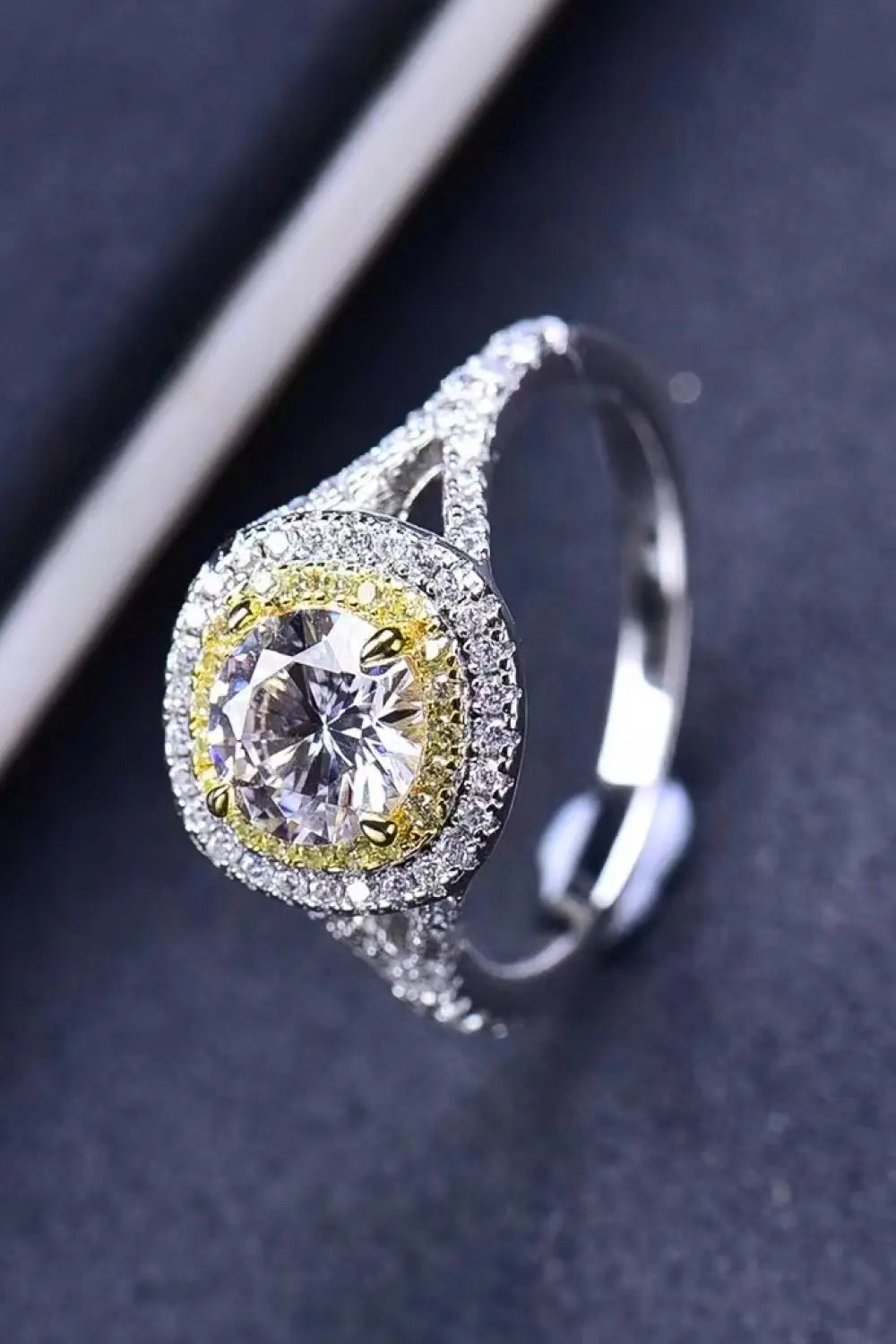 Lovcia Two-Tone 1 Carat Moissanite Ring-Rings-Yellow/White-5-Yellow/White