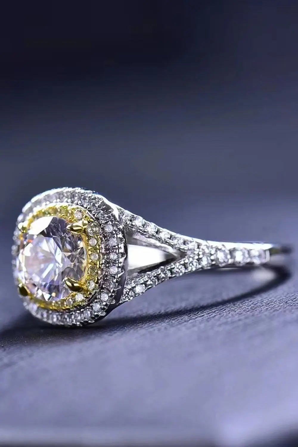 Lovcia Two-Tone 1 Carat Moissanite Ring-Rings-Yellow/White-5-Yellow/White