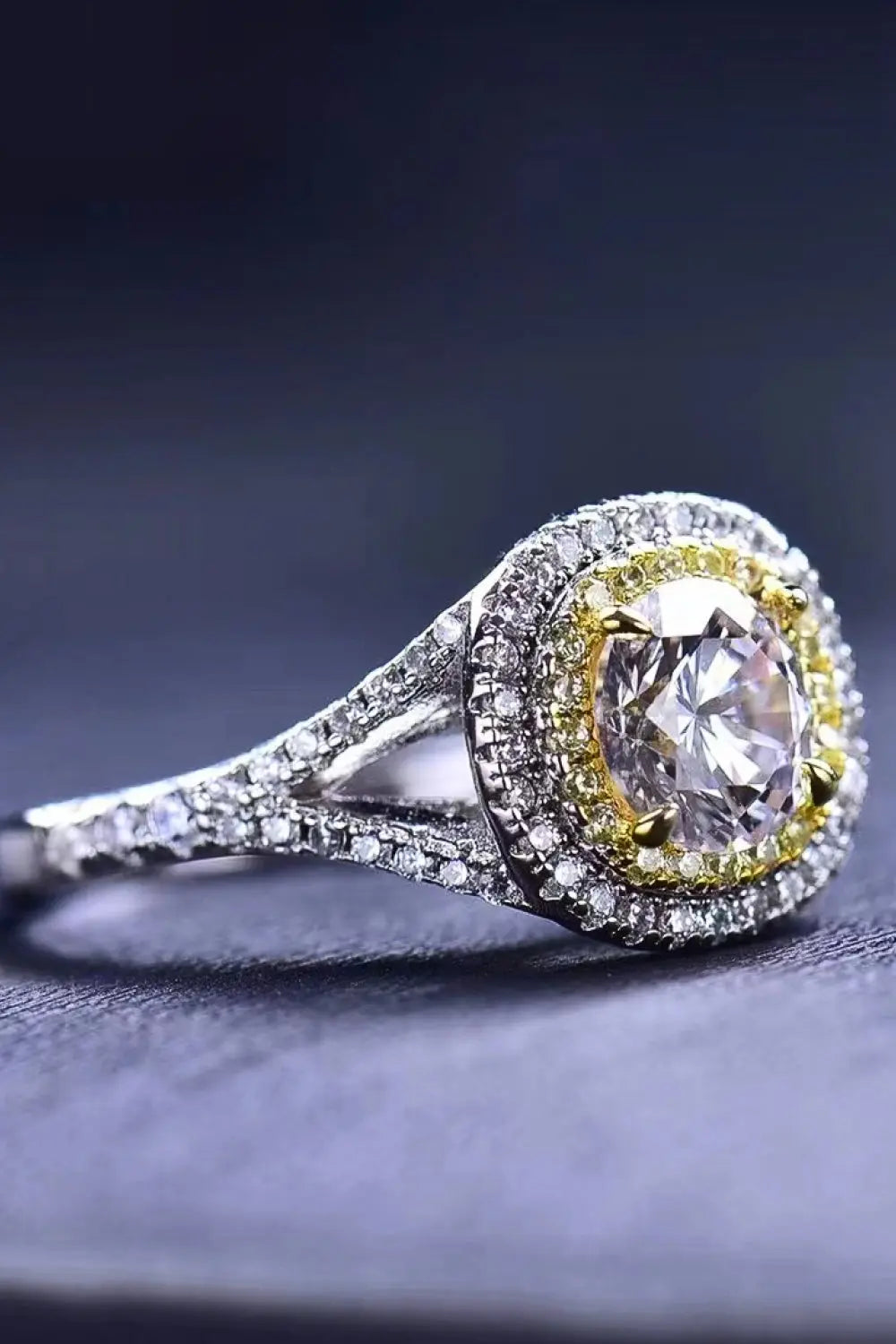 Lovcia Two-Tone 1 Carat Moissanite Ring-Rings-Yellow/White-5-Yellow/White