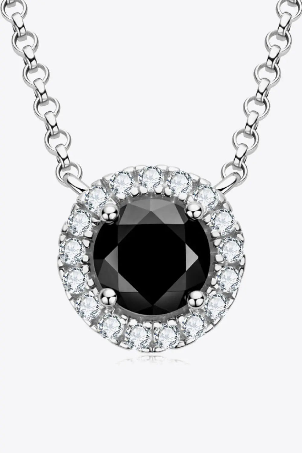 Lovcia Two-Tone 1 Carat Moissanite Round Pendant Necklace-Necklaces-Black-One Size-Black