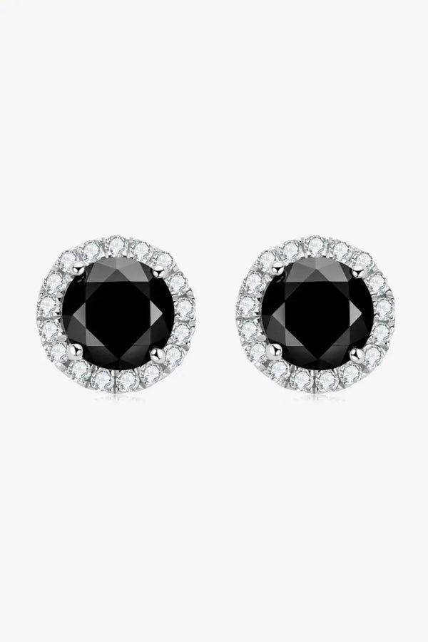 Lovcia Two-Tone 4-Prong Moissanite Stud Earrings-Earrings-Black-One Size-Black