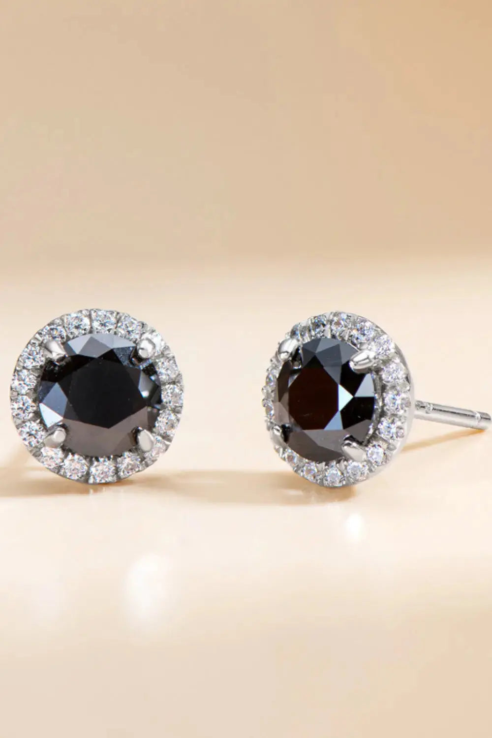 Lovcia Two-Tone 4-Prong Moissanite Stud Earrings-Earrings-Black-One Size-Black