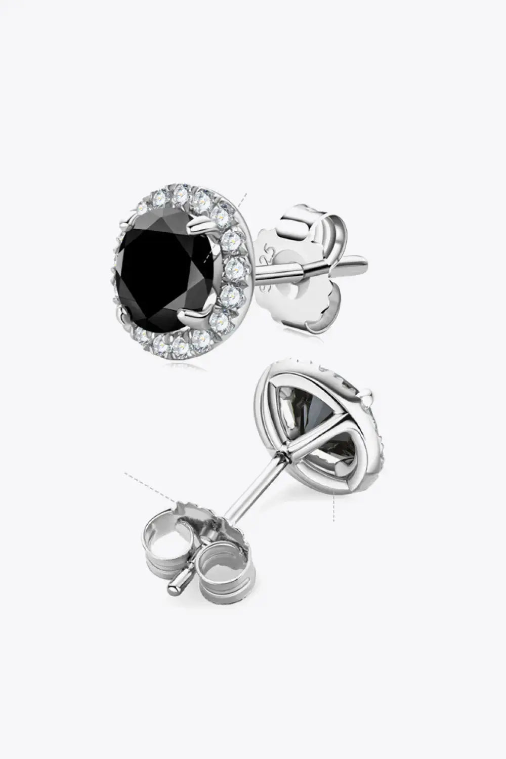 Lovcia Two-Tone 4-Prong Moissanite Stud Earrings-Earrings-Black-One Size-Black