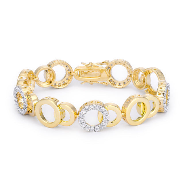 Lovcia Two Tone 7 Inch Bijoux Circle Bracelet with Cubic Zirconia-Bracelets-