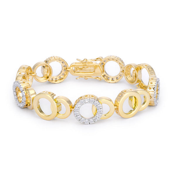 Lovcia Two Tone 7 Inch Bijoux Circle Bracelet with Cubic Zirconia-Bracelets-
