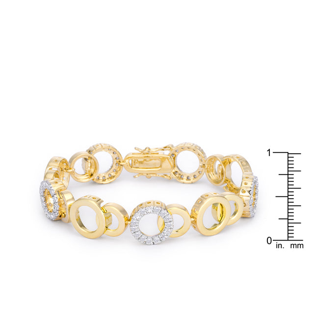 Lovcia Two Tone 7 Inch Bijoux Circle Bracelet with Cubic Zirconia-Bracelets-