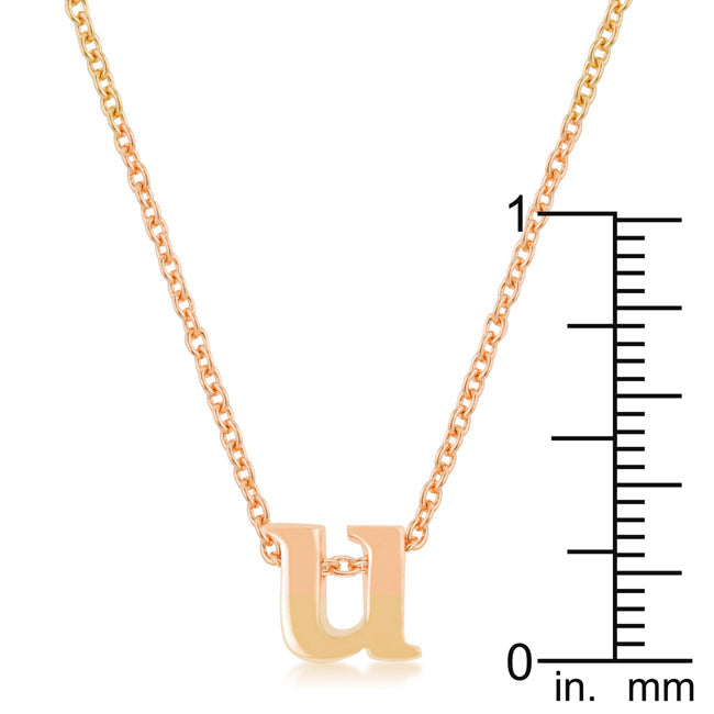 Lovcia U Initial Necklace with Rose Gold Tone Finish-Pendants-