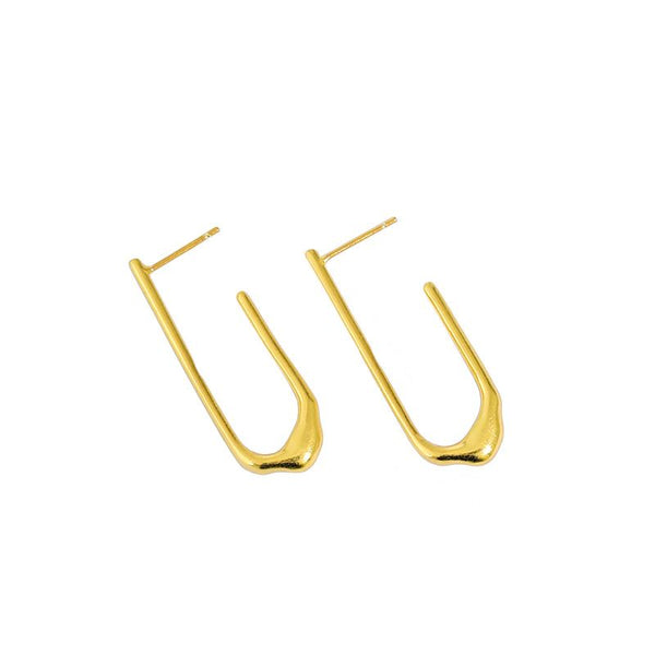 Lovcia U Shape 12.5mm Dangling Earrings 925 Silver Gold-Earrings-Yellow Gold-