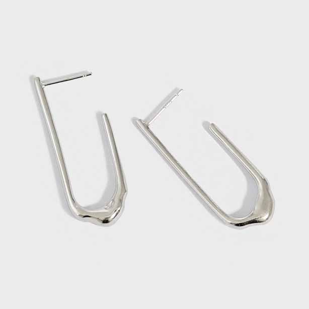 Lovcia U Shape 12.5mm Dangling Earrings 925 Silver Gold-Earrings-Yellow Gold-