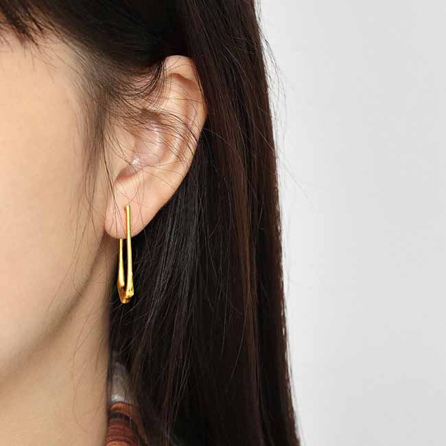 Lovcia U Shape 12.5mm Dangling Earrings 925 Silver Gold-Earrings-Yellow Gold-