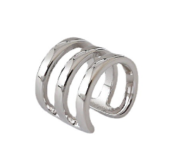 Lovcia U Shape 3 Layer 925 Sterling Silver Earring Gold-Earrings-Silver (Single)-