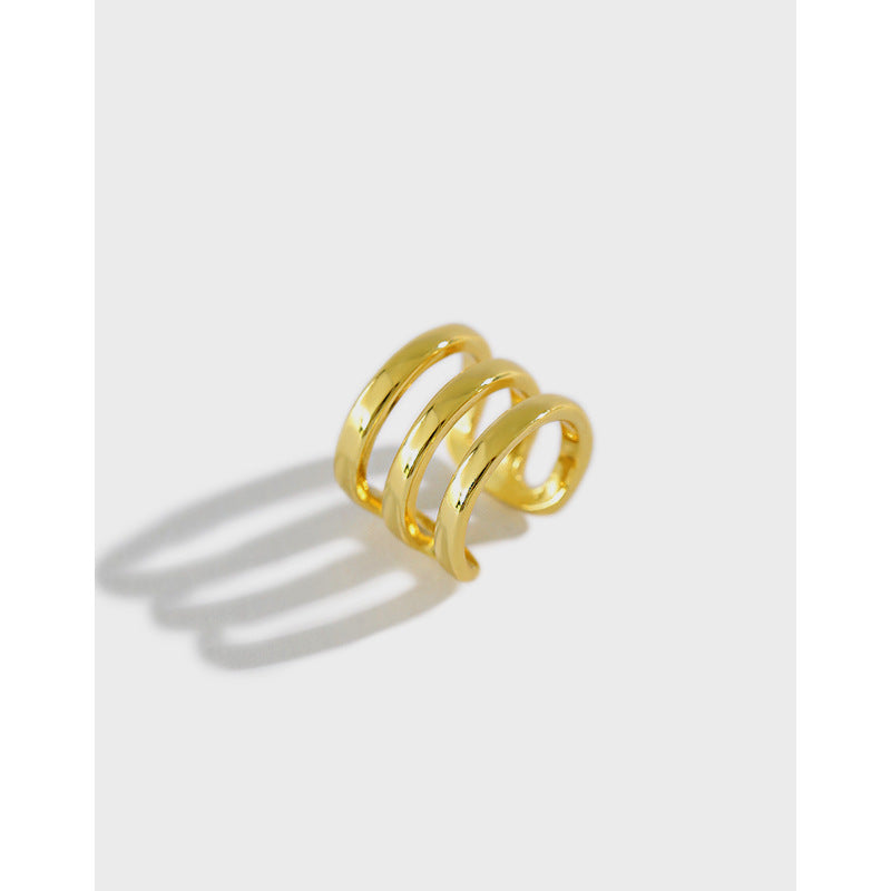 Lovcia U Shape 3 Layer 925 Sterling Silver Earring Gold-Earrings-Yellow Gold (Single)-