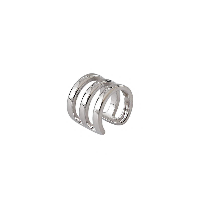Lovcia U Shape 3 Layer 925 Sterling Silver Earring Gold-Earrings-Yellow Gold (Single)-