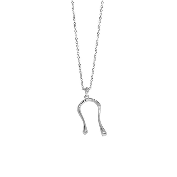 Lovcia U Shape 925 Sterling Silver Necklace 51-56cm-Necklaces-Rhodium-Rhodium