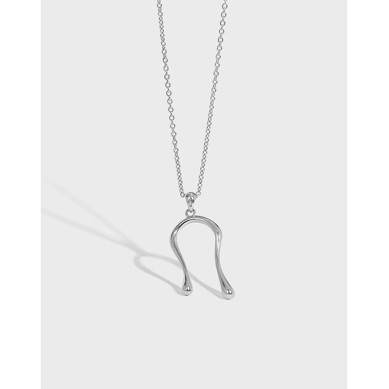 Lovcia U Shape 925 Sterling Silver Necklace 51-56cm-Necklaces-Rhodium-Rhodium