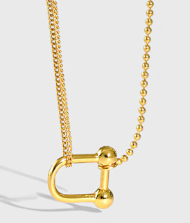 Lovcia U Shape 925 Sterling Silver Necklace Gold Tone 420mm-Necklaces-Yellow Gold-Yellow Gold