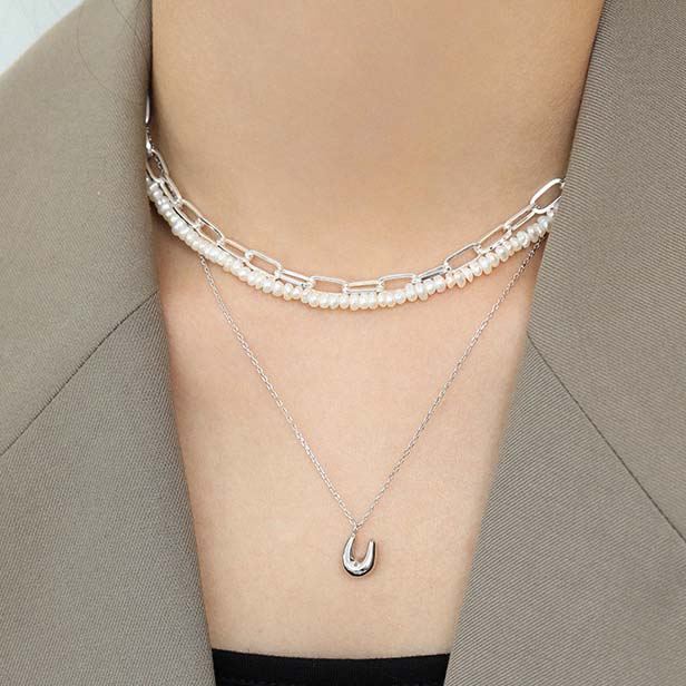 Lovcia U Shape 925 Sterling Silver Necklace Pendant-Necklaces-