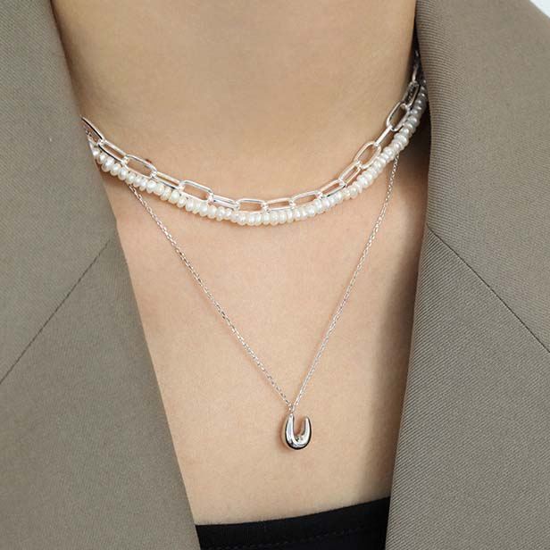 Lovcia U Shape 925 Sterling Silver Necklace Pendant-Necklaces-