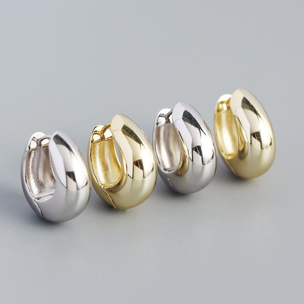 Lovcia U Shape Hoop Earrings 20mm Gold 925 Sterling Silver-Earrings-Yellow Gold-